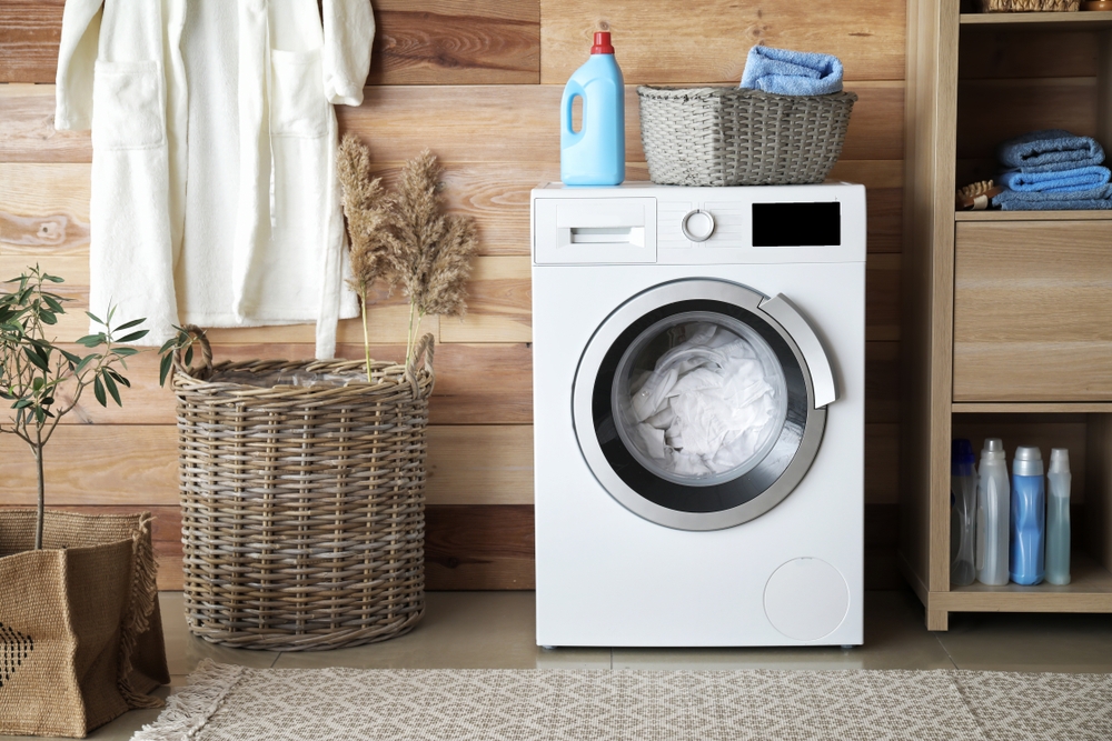 Lave linge dans une salle de bain